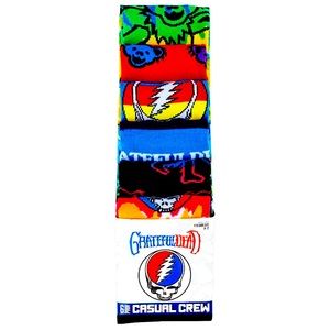 🐢 '21 Grateful Dead Band 6 Pack Crew Bear Styled Variety Dress Socks
